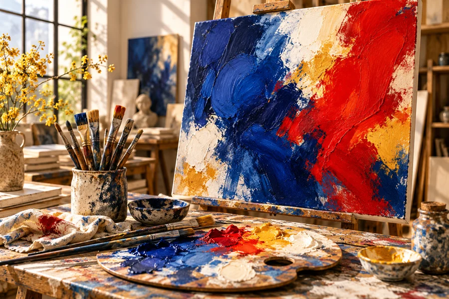 Illustrative fine art studio composition